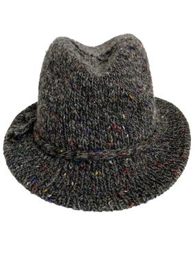 Vintage East Hollow Road Black Speckled Knit Wool Blend Bucket Cloche Hat Rimmed